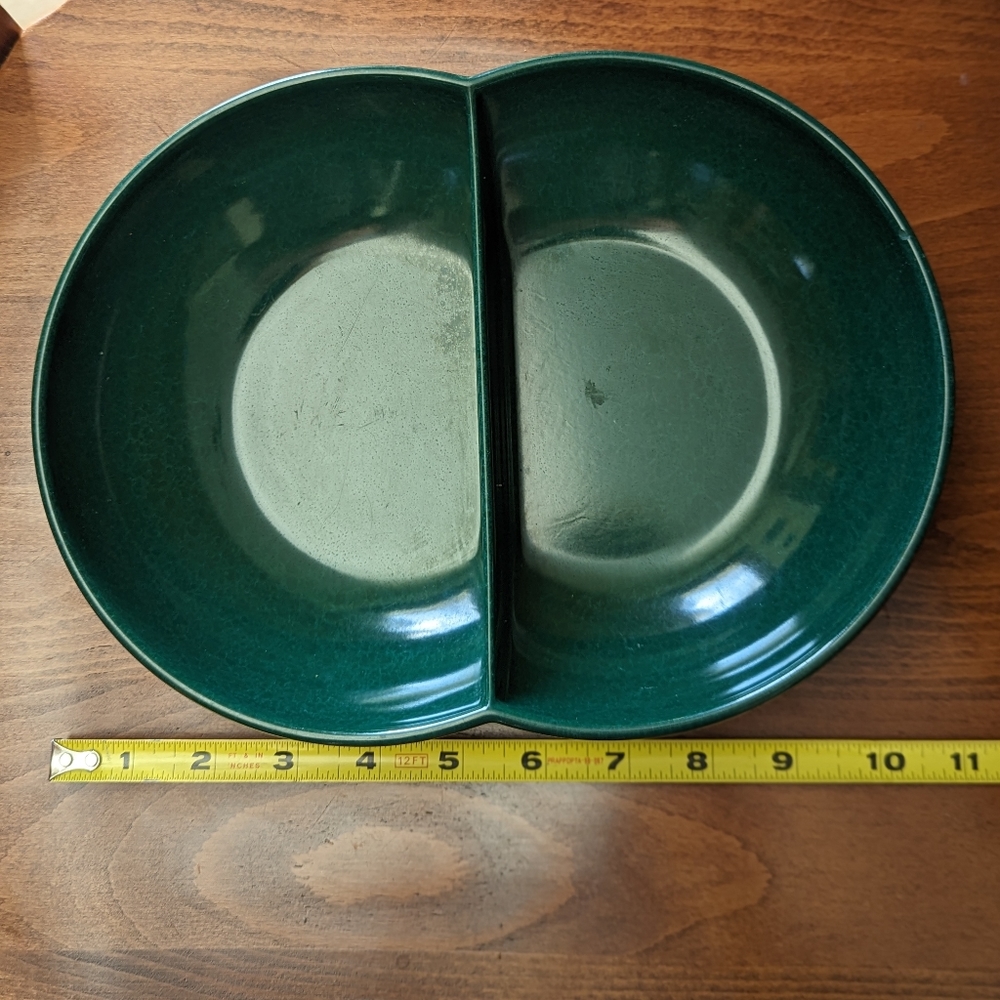 Vintage Branchell Forest Green Divided Mel mac Bowl - Picture 2 of 5
